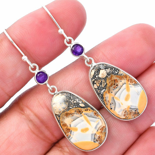Natural Maligano Jasper & Amethyst Earrings E-1002 SDE80744