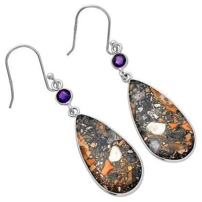 Natural Maligano Jasper & Amethyst Earrings E-1002 SDE80747