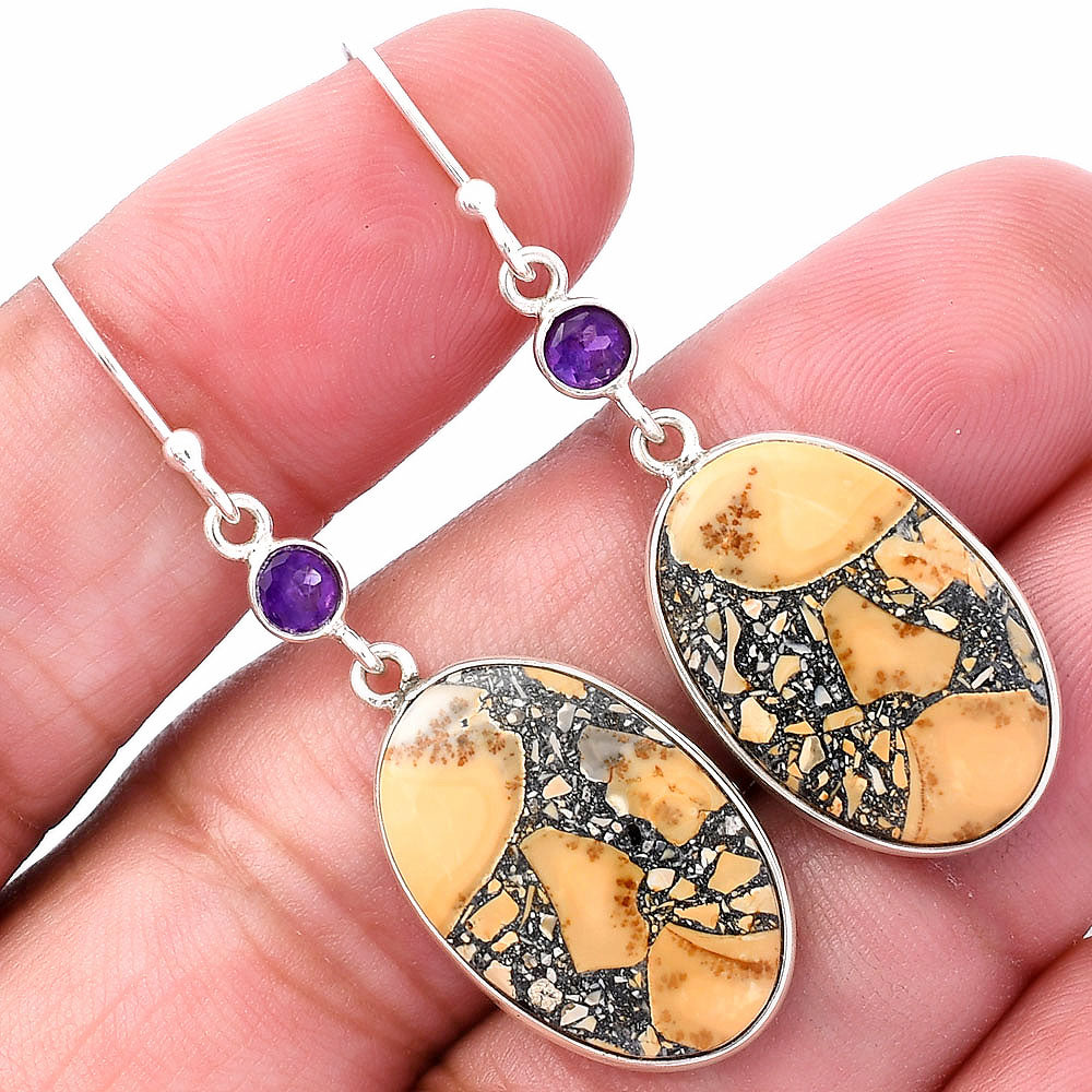 Natural Maligano Jasper & Amethyst Earrings E-1002 SDE80748