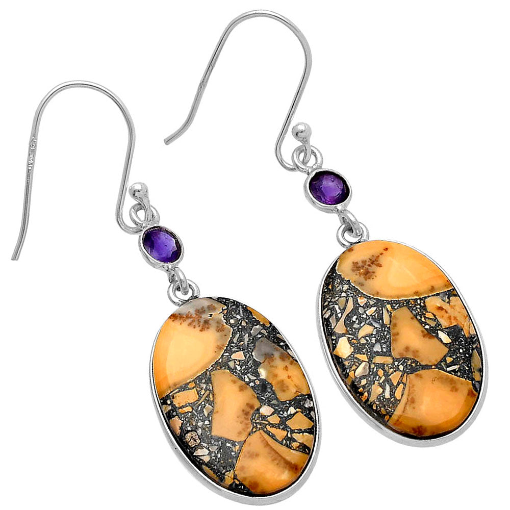 Natural Maligano Jasper & Amethyst Earrings E-1002 SDE80748