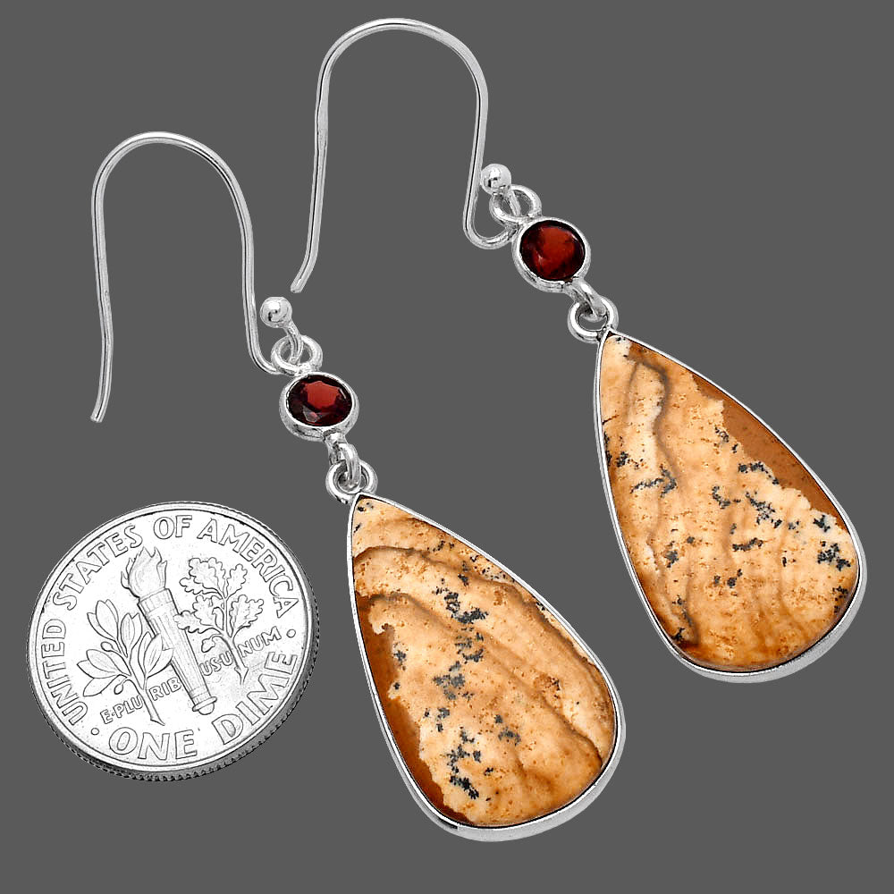 Natural Picture Jasper & Garnet Earrings E-1002 SDE80853