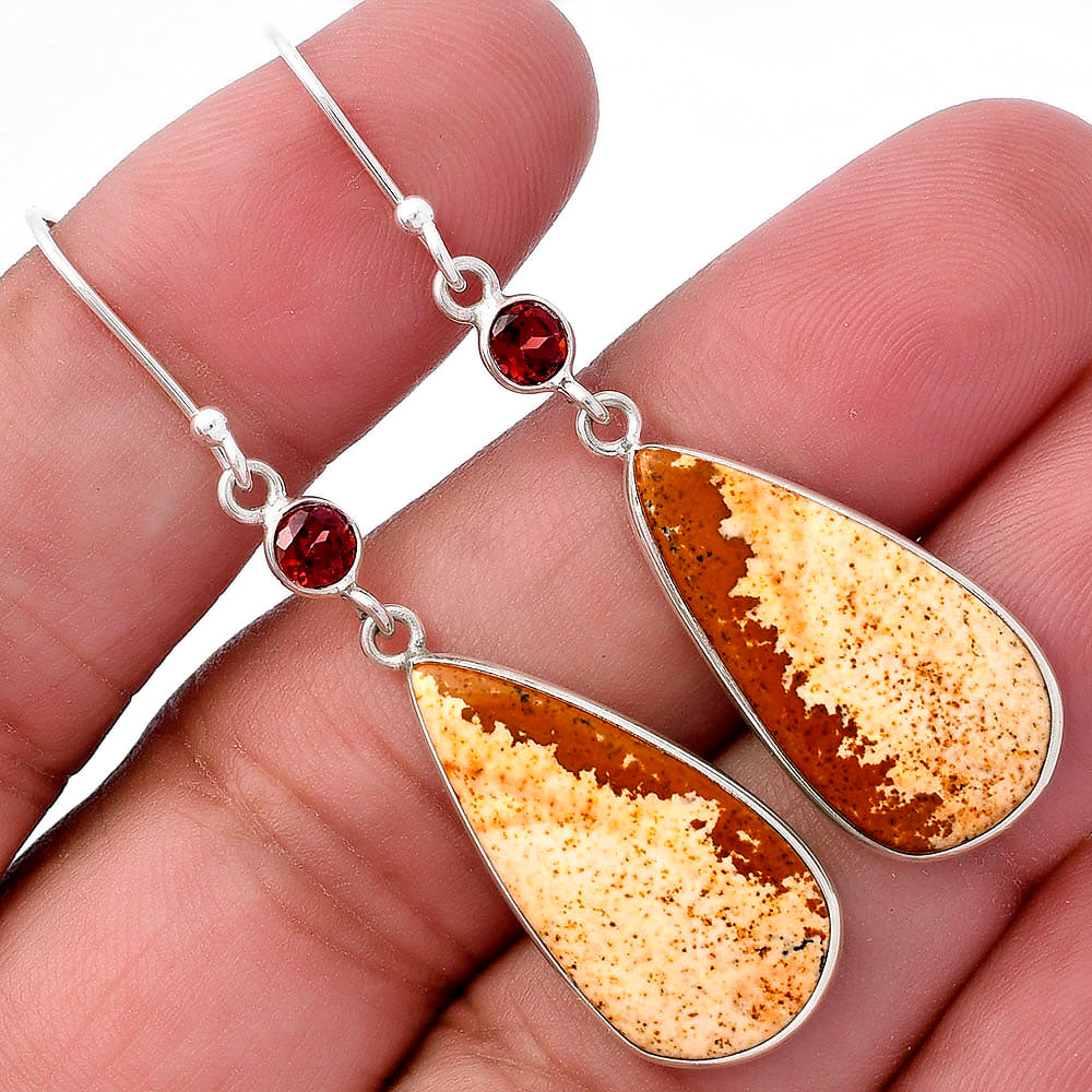 Natural Picture Jasper & Garnet Earrings E-1002 SDE80856