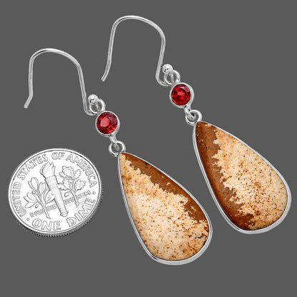 Natural Picture Jasper & Garnet Earrings E-1002 SDE80856