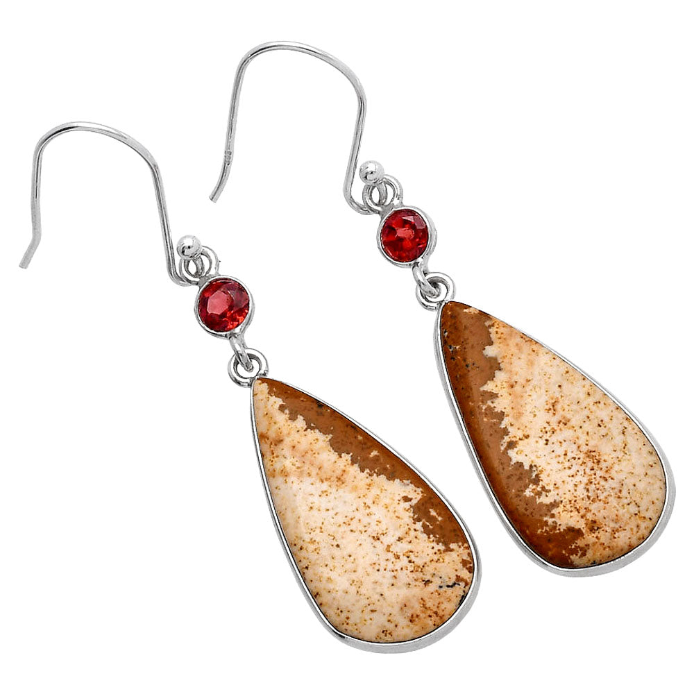 Natural Picture Jasper & Garnet Earrings E-1002 SDE80856