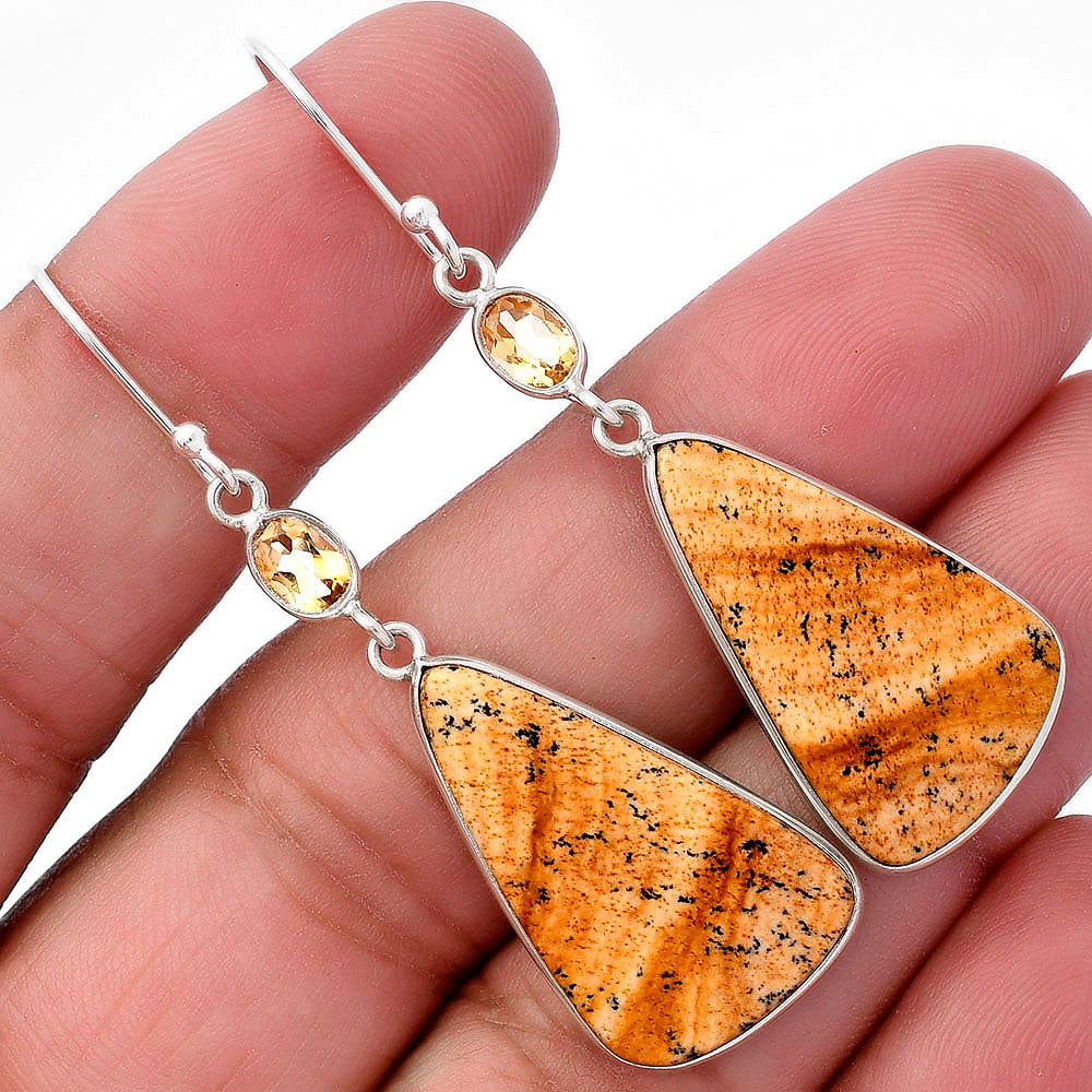 Natural Picture Jasper & Citrine Earrings E-1002 SDE80863