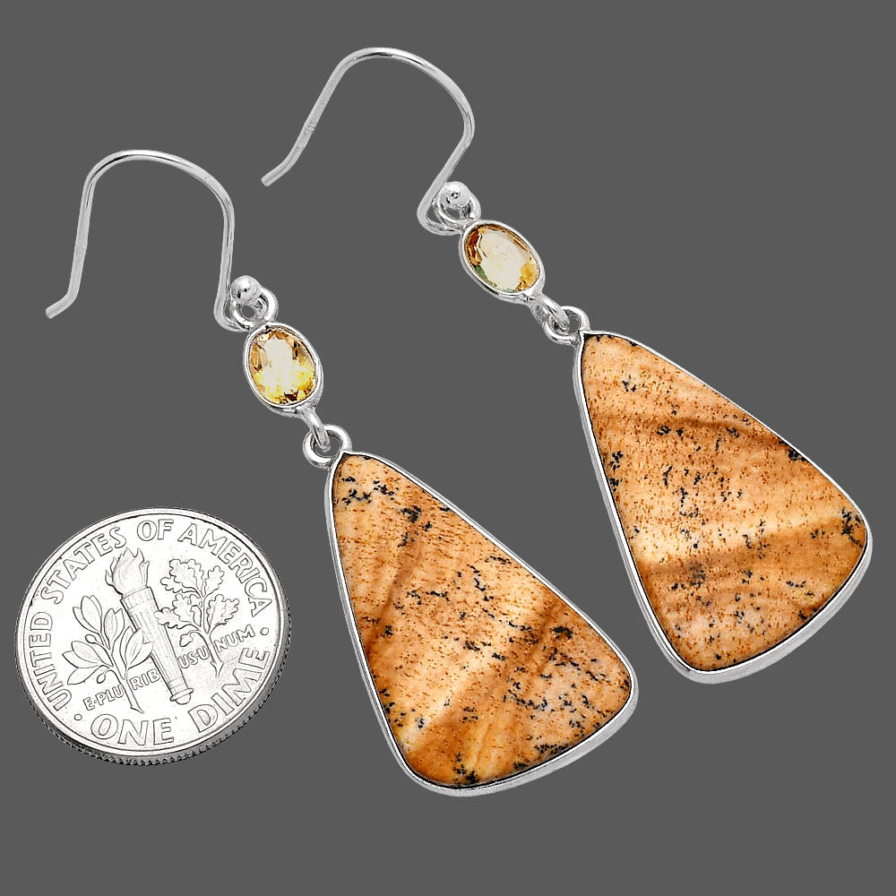 Natural Picture Jasper & Citrine Earrings E-1002 SDE80863