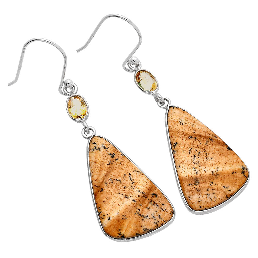Natural Picture Jasper & Citrine Earrings E-1002 SDE80863