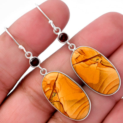 Natural Picture Jasper & Garnet Earrings E-1002 SDE80864