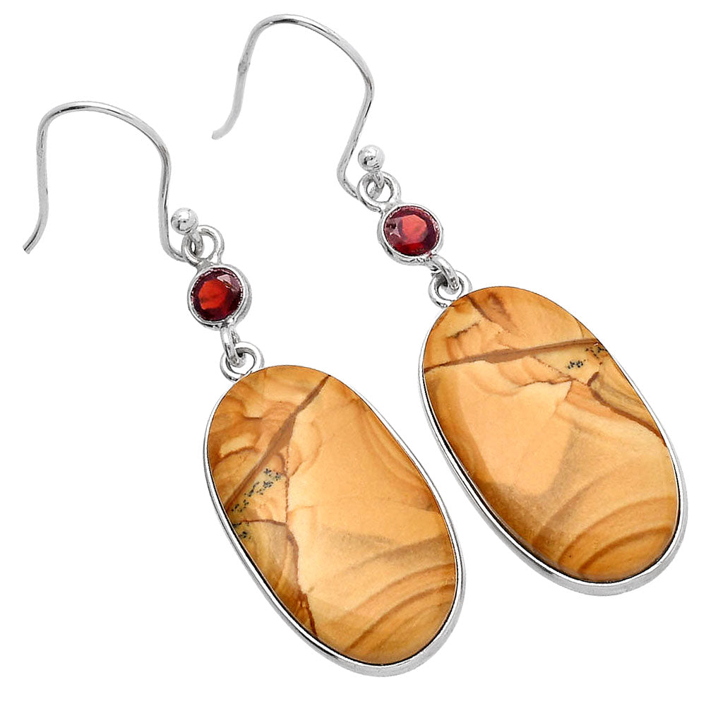Natural Picture Jasper & Garnet Earrings E-1002 SDE80864