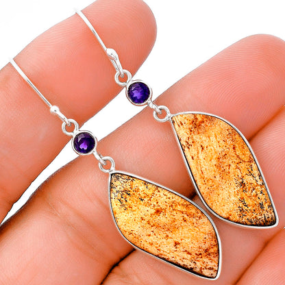 Natural Picture Jasper & Amethyst Earrings E-1002 SDE80865