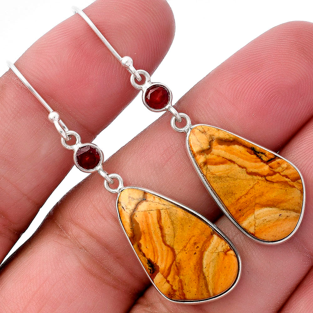 Natural Picture Jasper & Garnet Earrings E-1002 SDE80866