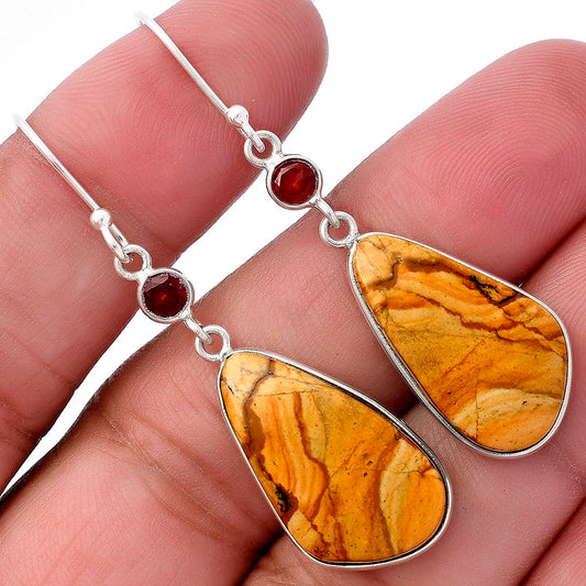 Natural Picture Jasper & Garnet Earrings E-1002 SDE80866