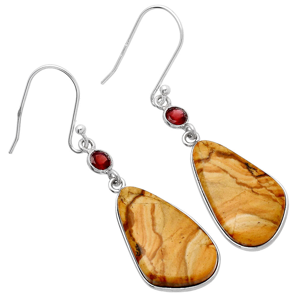 Natural Picture Jasper & Garnet Earrings E-1002 SDE80866