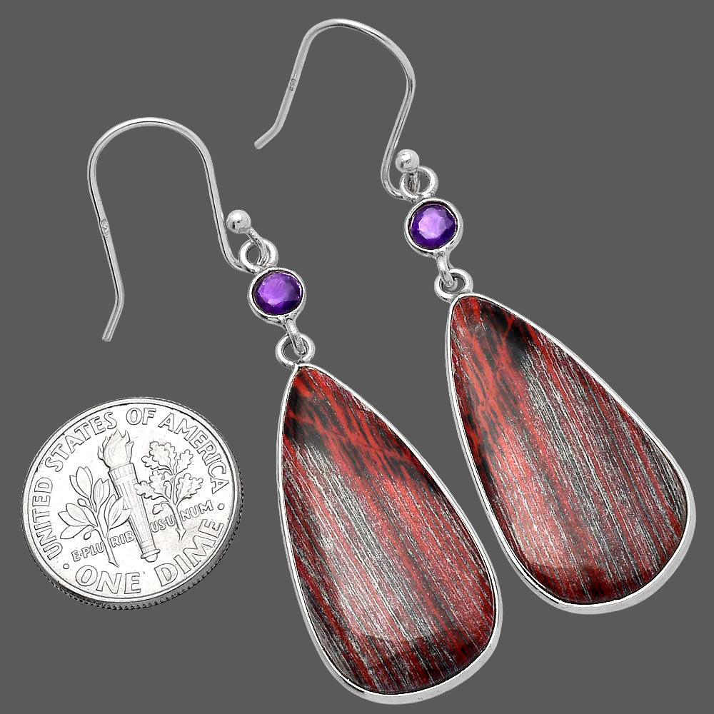 Natural Snake Skin Jasper & Amethyst Earrings E-1002 SDE80891