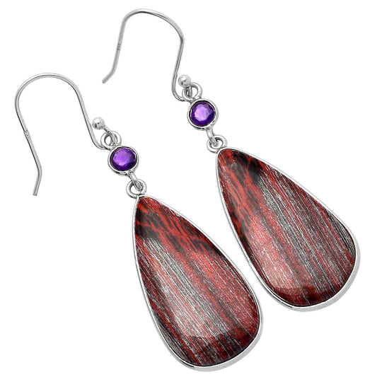 Natural Snake Skin Jasper & Amethyst Earrings E-1002 SDE80891