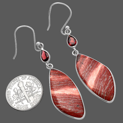 Natural Snake Skin Jasper & Garnet Earrings E-1002 SDE80904