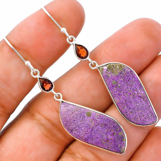 Purpurite - South Africa & Garnet Earrings E-1002 SDE81643