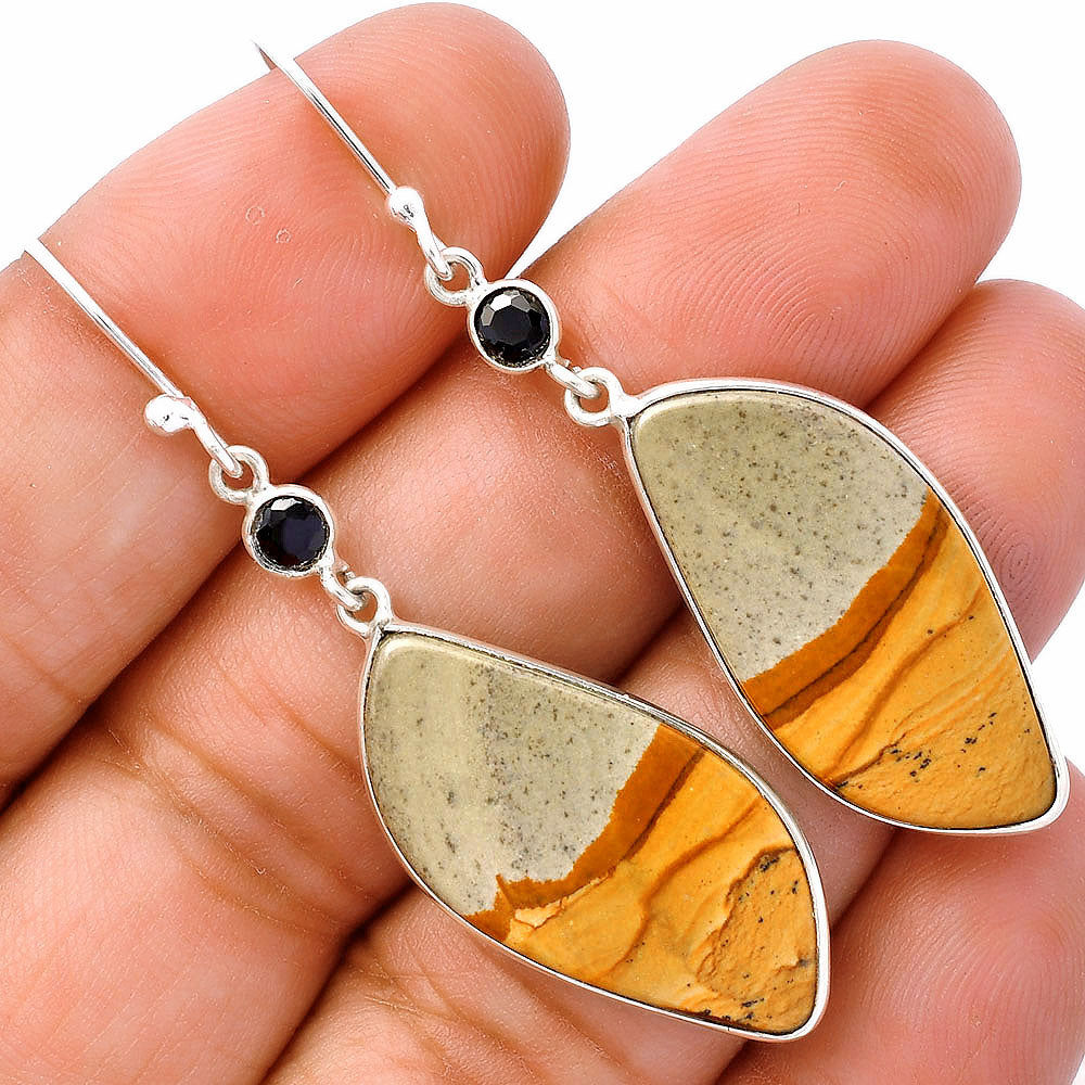 Natural Picture Jasper & Black Onyx Earrings E-1002 SDE81677