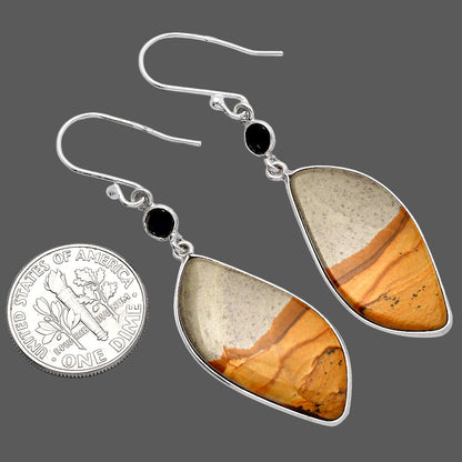 Natural Picture Jasper & Black Onyx Earrings E-1002 SDE81677
