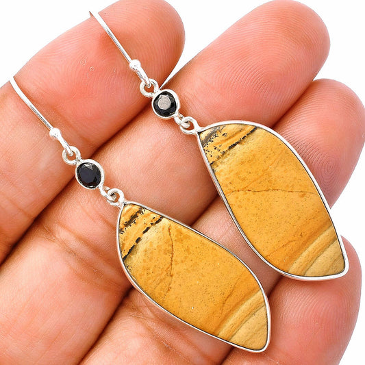 Natural Picture Jasper & Black Onyx Earrings E-1002 SDE81678