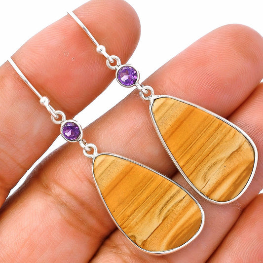 Natural Picture Jasper & Amethyst Earrings E-1002 SDE81680