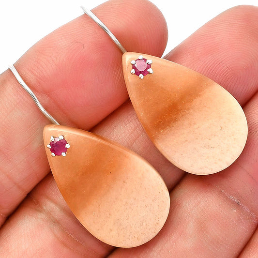 Natural Pink Aventurine & Ruby Earrings E-1082 SDE81995