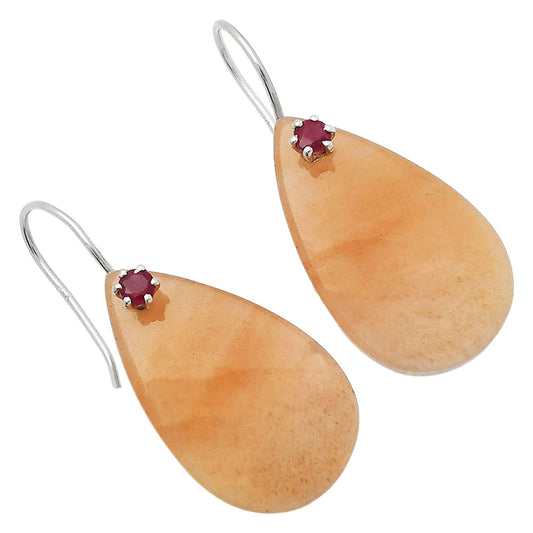 Natural Pink Aventurine & Ruby Earrings E-1082 SDE81995