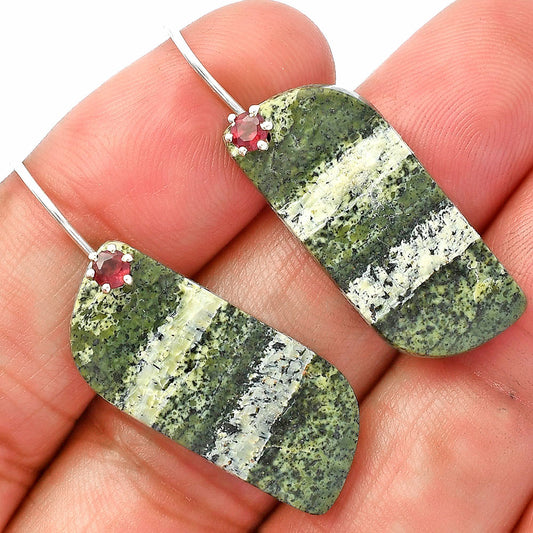 Natural Chrysotile & Garnet Earrings E-1082 SDE82017