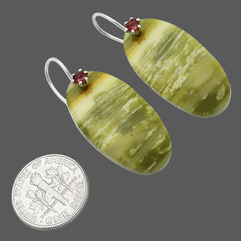 Natural Serpentine & Garnet Earrings E-1082 SDE82018