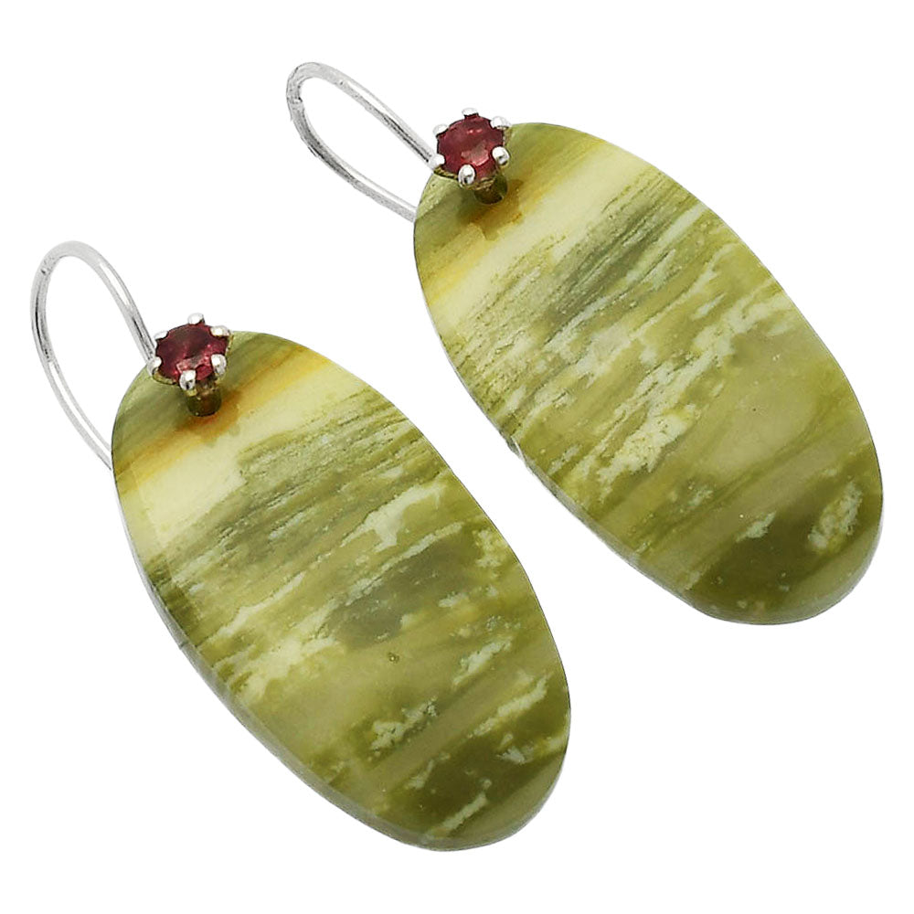 Natural Serpentine & Garnet Earrings E-1082 SDE82018