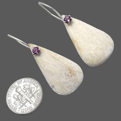 Natural White Scolecite & Amethyst Earrings E-1082 SDE82046