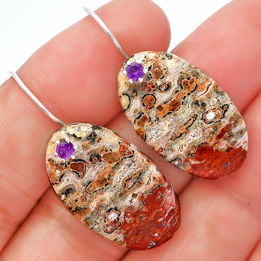 Leopard Skin Jasper & Amethyst Earrings E-1082 SDE82055
