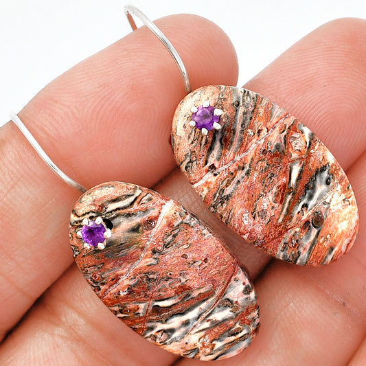 Leopard Skin Jasper & Amethyst Earrings E-1082 SDE82059