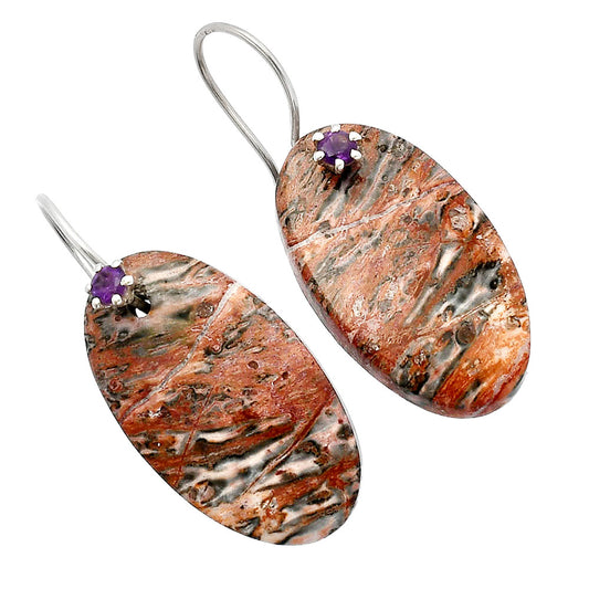 Leopard Skin Jasper & Amethyst Earrings E-1082 SDE82059