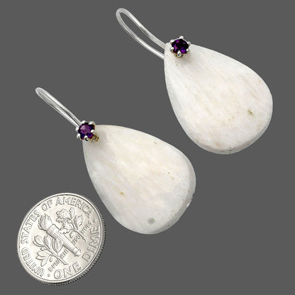 Natural White Scolecite & Amethyst Earrings E-1082 SDE82068