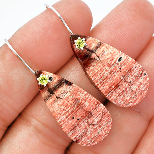 Natural Snake Skin Jasper & Peridot Earrings E-1082 SDE82083