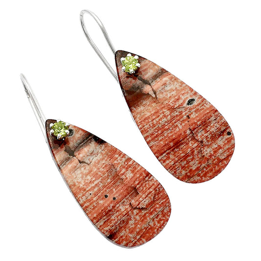 Natural Snake Skin Jasper & Peridot Earrings E-1082 SDE82083