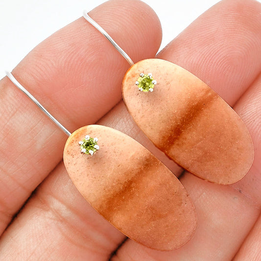 Natural Pink Aventurine & Peridot Earrings E-1082 SDE82087