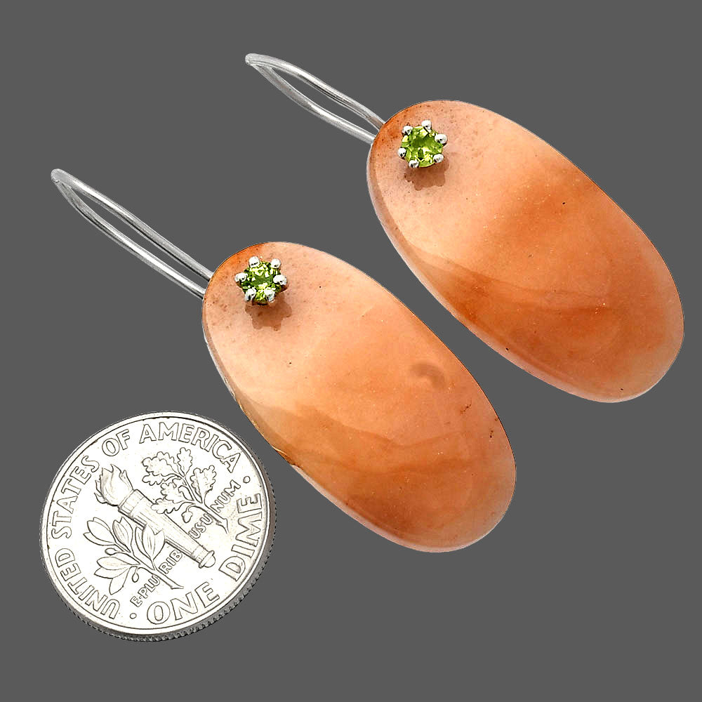Natural Pink Aventurine & Peridot Earrings E-1082 SDE82087