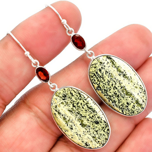 Natural Chrysotile & Garnet Earrings E-1002 SDE82156