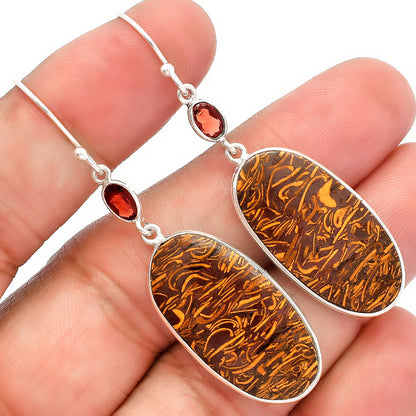 Coquina Fossil Jasper & Garnet Earrings E-1002 SDE82165