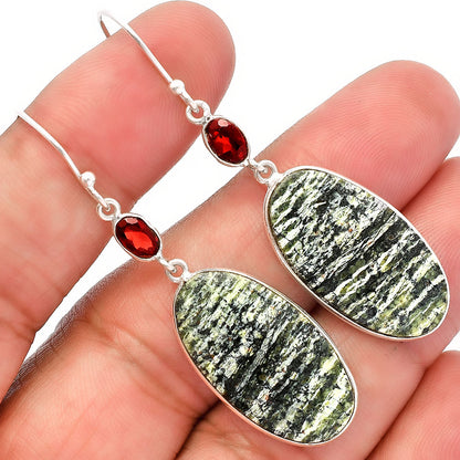 Natural Chrysotile & Garnet Earrings E-1002 SDE82171