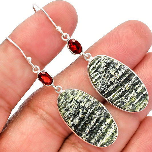 Natural Chrysotile & Garnet Earrings E-1002 SDE82171