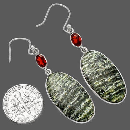 Natural Chrysotile & Garnet Earrings E-1002 SDE82171