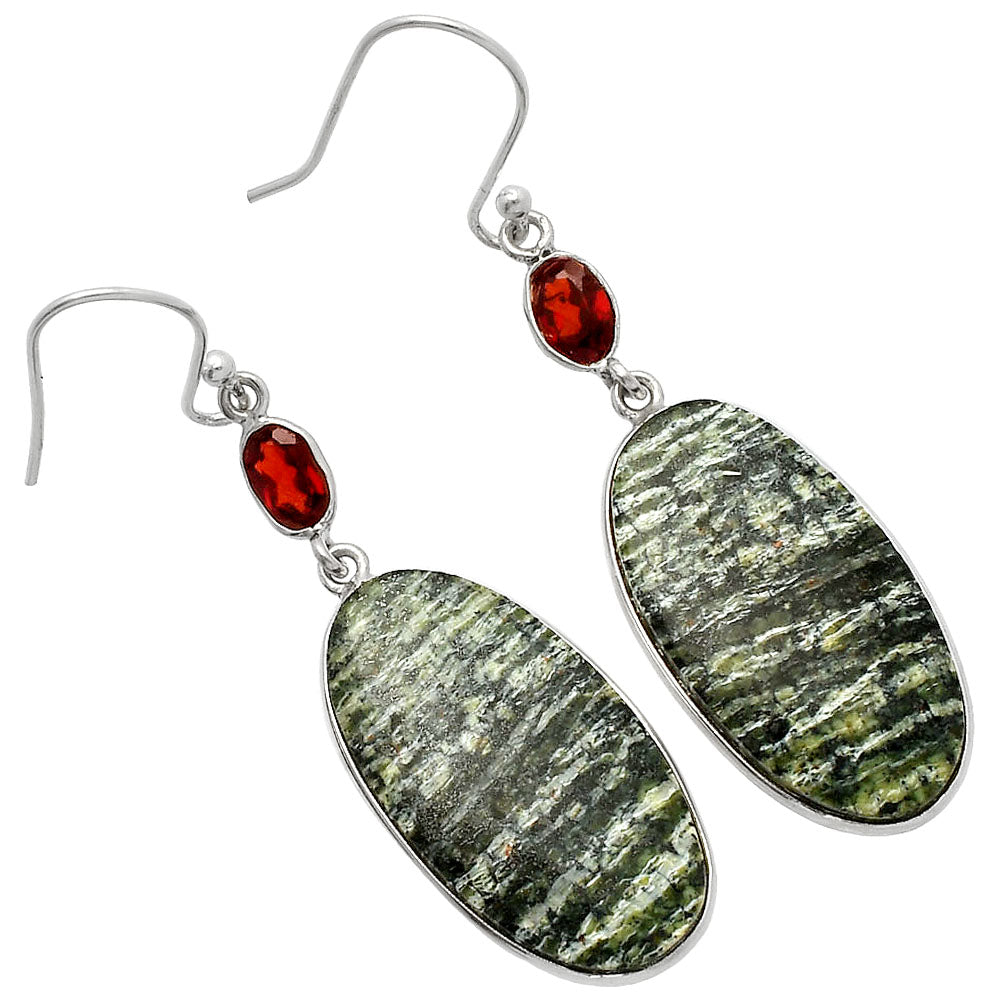 Natural Chrysotile & Garnet Earrings E-1002 SDE82171