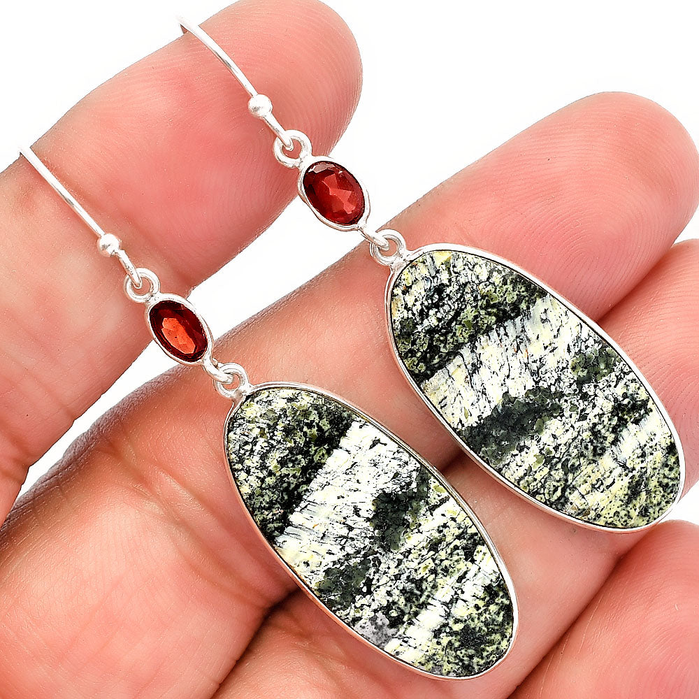 Natural Chrysotile & Garnet Earrings E-1002 SDE82174