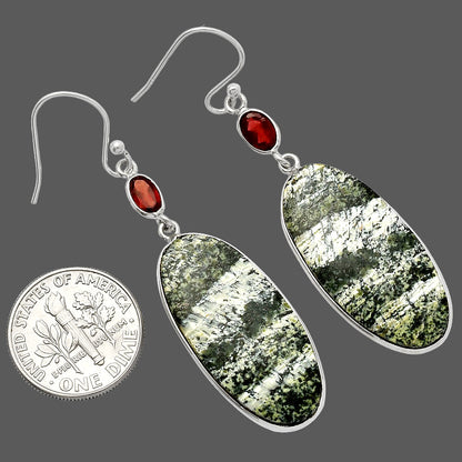 Natural Chrysotile & Garnet Earrings E-1002 SDE82174