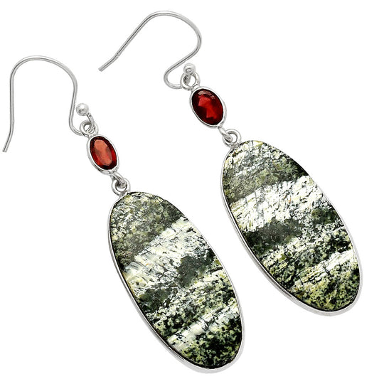 Natural Chrysotile & Garnet Earrings E-1002 SDE82174