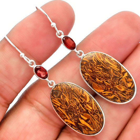 Coquina Fossil Jasper & Garnet Earrings E-1002 SDE82192