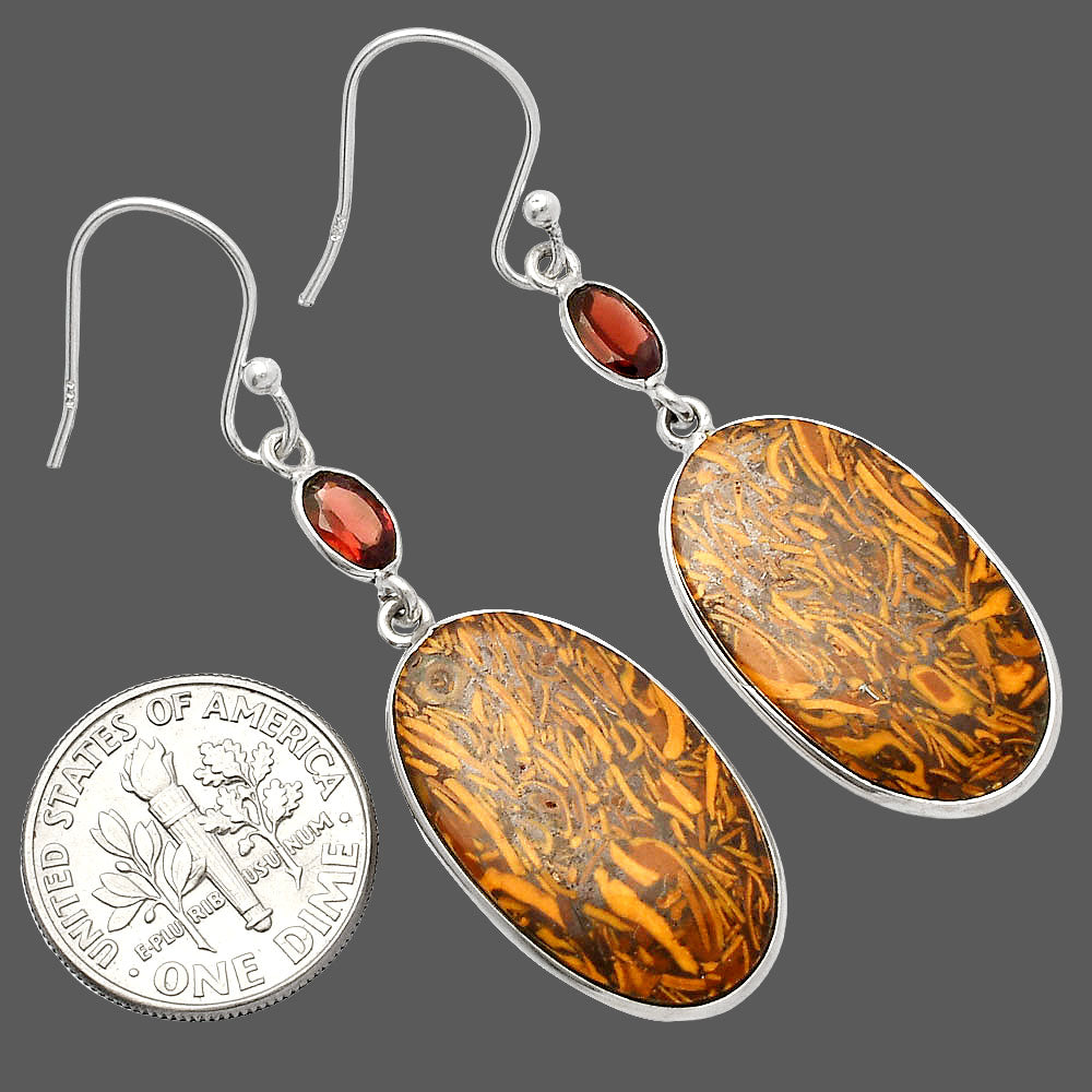 Coquina Fossil Jasper & Garnet Earrings E-1002 SDE82192